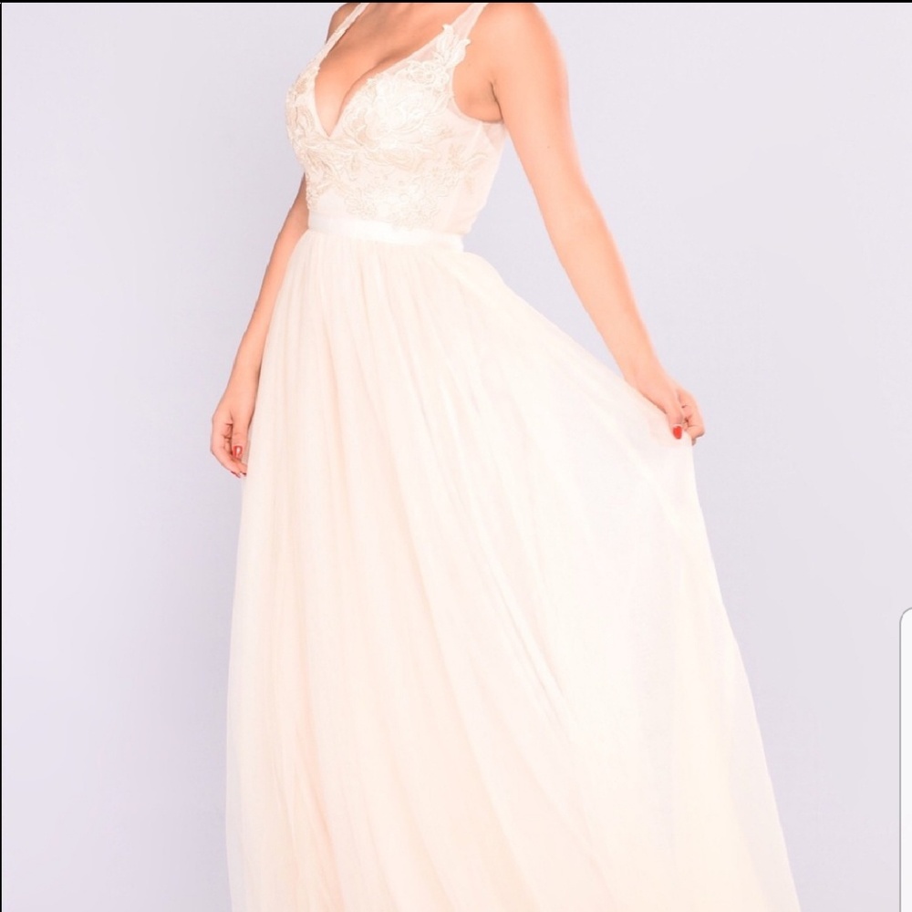 Fashion Nova magical moments lace dress in beige - Picture 3 of 8